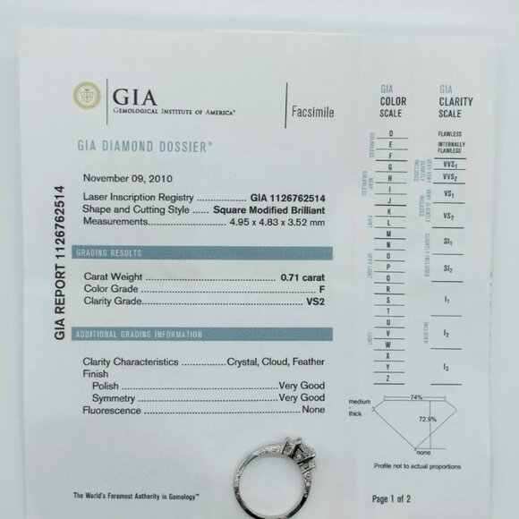 NEW Michael Beaudry 1.51+ct VS1 F GIA Princess Cut Diamond Platinum Ring - Picture 7 of 7